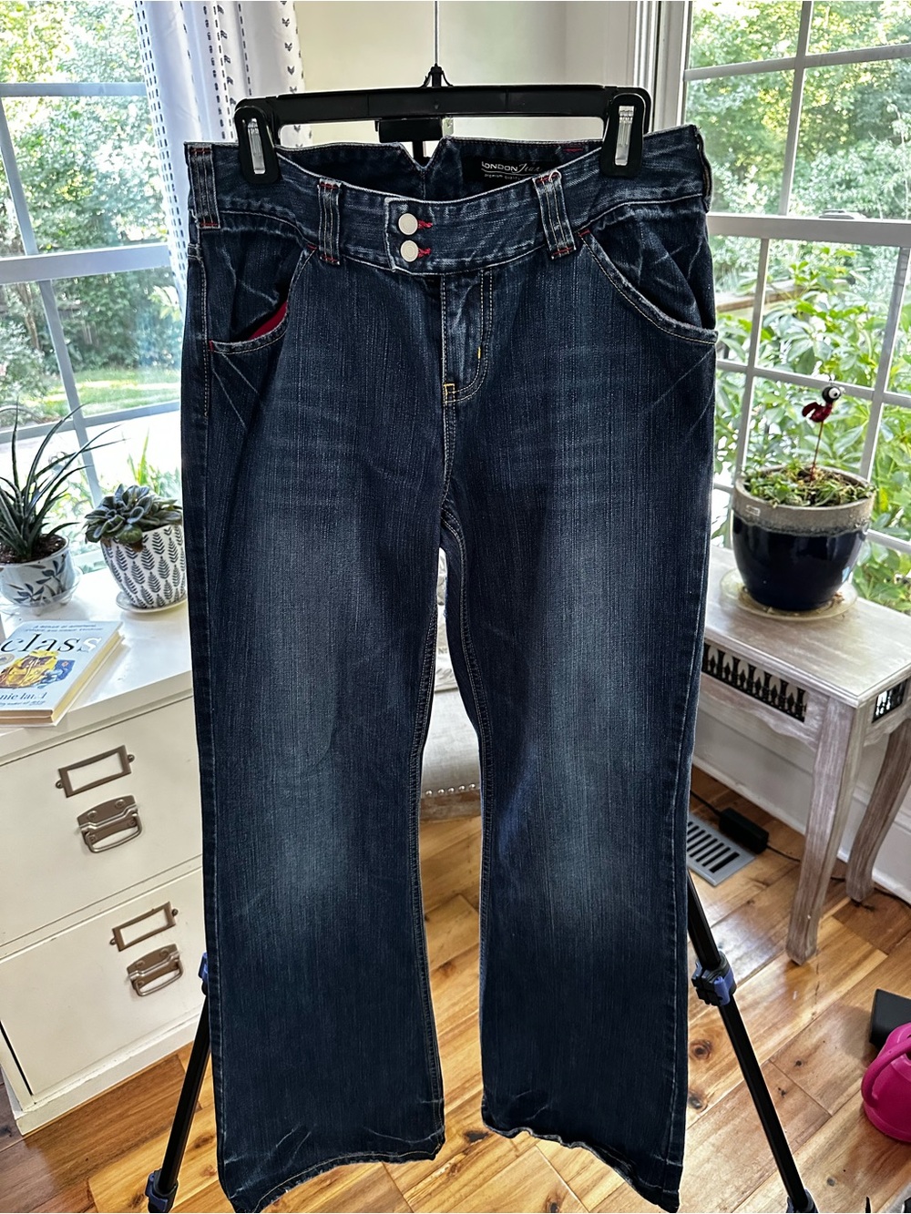 LONDONJEAN Dark Wash Wide Leg Flare Jeans